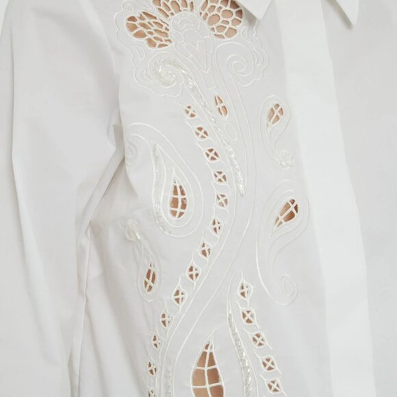 Right Body Hole Embroidered White Shirt - Picture 1 of 5